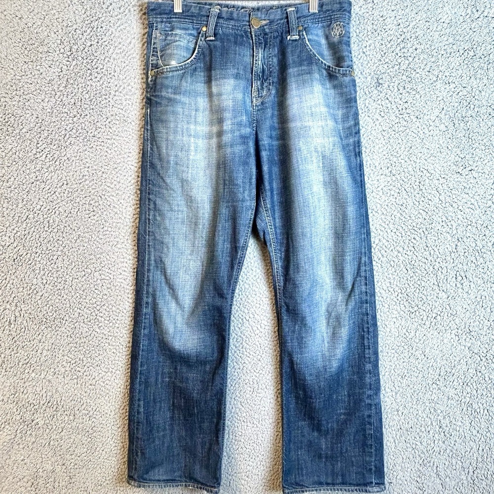Mavi Matt Jeans Mens 31x29 Relaxed Straight Denim Embroidered Pockets Y2K VTG